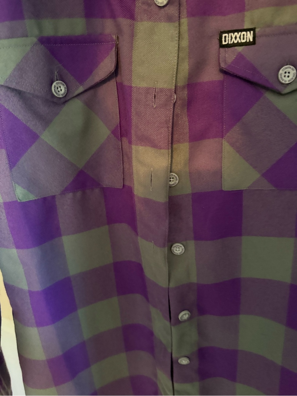 DIXXON women’s Purple and Gray vixen flannel Button-Up Shirt - Picture 5 of 5